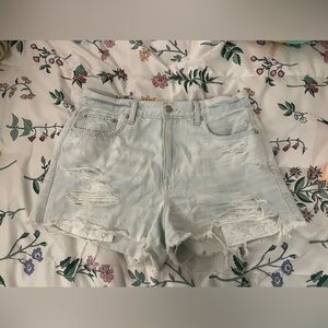 Lightly worn light wash American Eagle distressed shorts